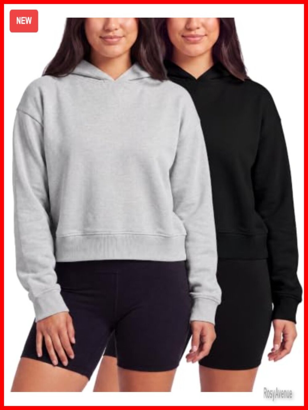 2 Pack Women's Cropped Fleece Hoodies Pullover Sweatshirt Top
